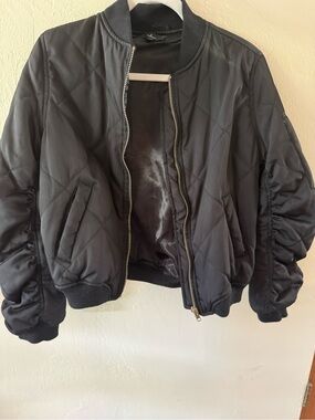 Lulu's Black Quilted Bomber Jacket
